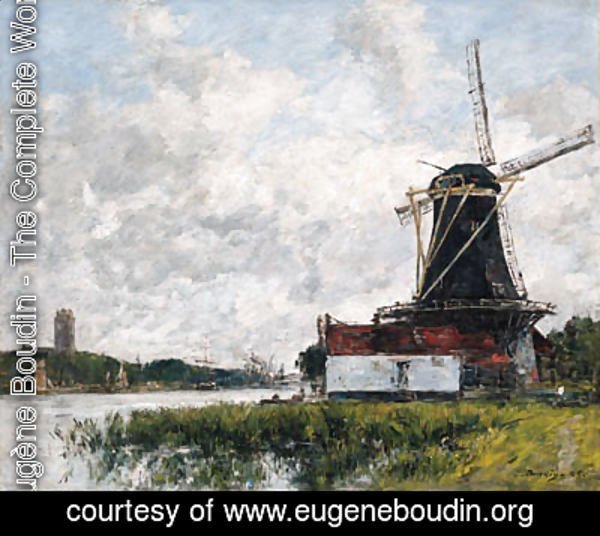Eugène Boudin - Dordrecht, moulin sur les bords de la Meuse (Dordrecht, Mill on the Banks of the Meuse)