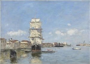 Venise. Navire A Quai. Canal De La Giudecca
