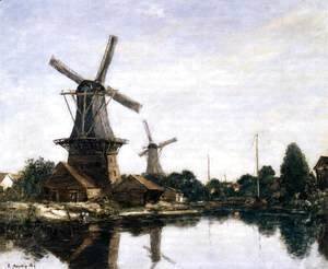 Eugène Boudin - Dordrecht, the Windmills