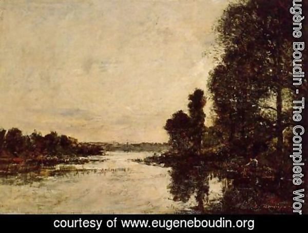 Eugène Boudin - Saint-Valery-sur-Somme Moonrise over the Canal