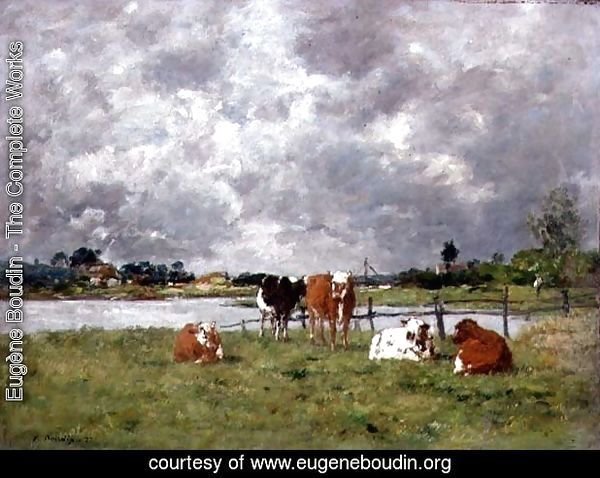 Cows in a Field under a Stormy Sky, 1877