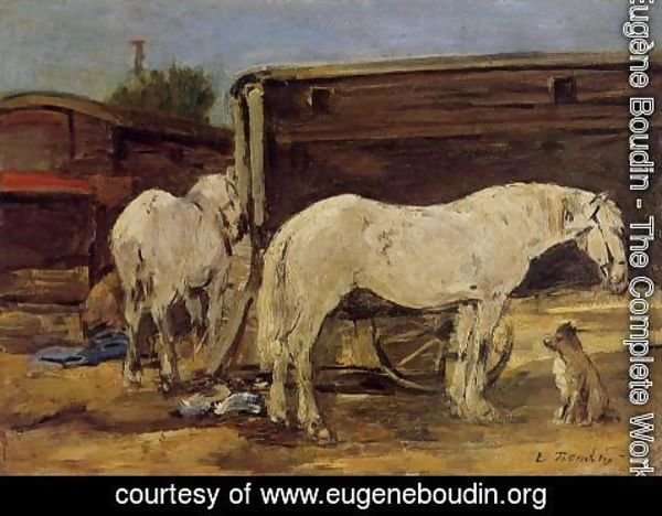 Eugène Boudin - Gypsy Horses c.1885-90