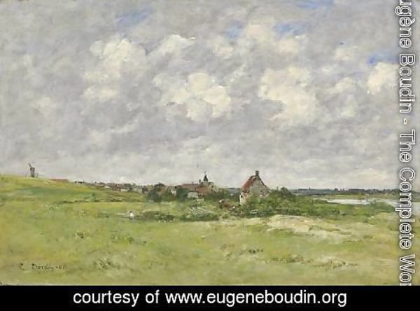 Eugène Boudin - Les Dunes a Etaples Polder Landscape 1891