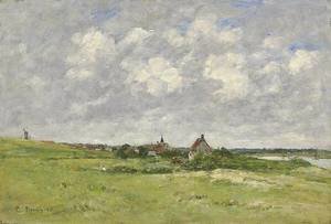 Eugène Boudin - Les Dunes a Etaples Polder Landscape 1891