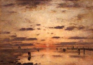 Eugène Boudin - Low Tide and Sunset 1885