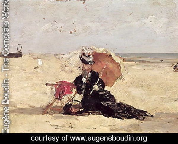 Eugène Boudin - Woman with a Parasol on the Beach 1880