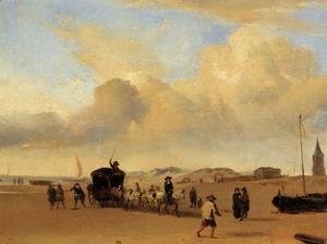 Eugène Boudin - The Beach at Scheveningen (after Adriaen van de Valde)