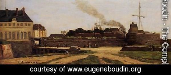 Eugène Boudin - Le Havre, the Town Hotel and the Francois I Tower