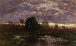 Eugène Boudin - Pond at Sunset