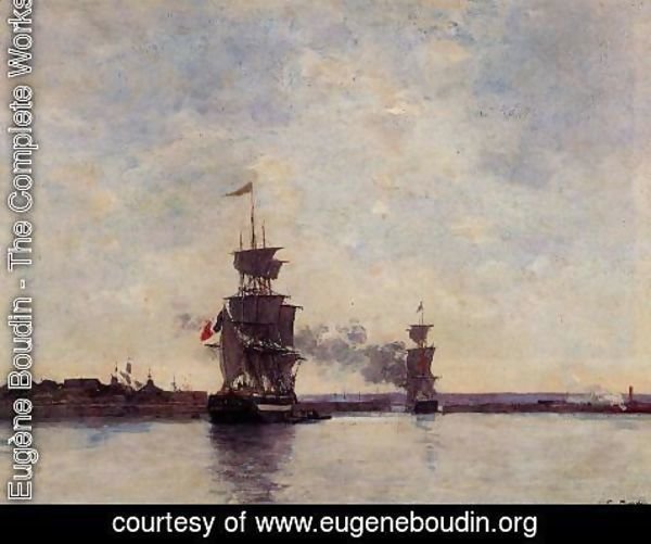Eugène Boudin - Sailing Ships Entering Port