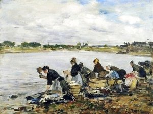 Eugène Boudin - Laundresses on the Banks of the Touques