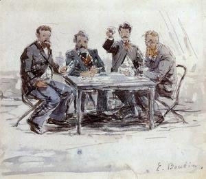 Eugène Boudin - Drinkers on the Farm at Saint-Simeon