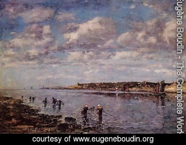 Eugène Boudin - Women Fishing for Shrimp at Kerhor