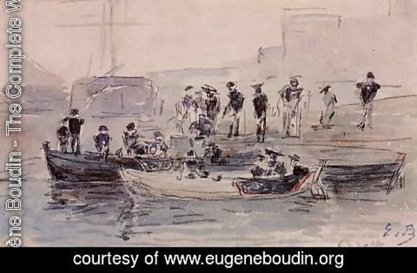 Eugène Boudin - Study for 'Marines Landing in Brest Harbor'