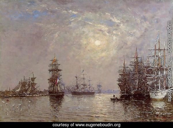 Le Havre: European Basin, Sailing Ships at Anchor, Sunset
