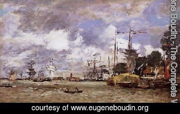 Eugène Boudin - Anvers, Boats on the River Scheldt
