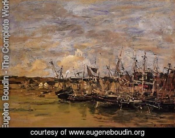 Eugène Boudin - Portrieux, Fishing Boats at Low Tide