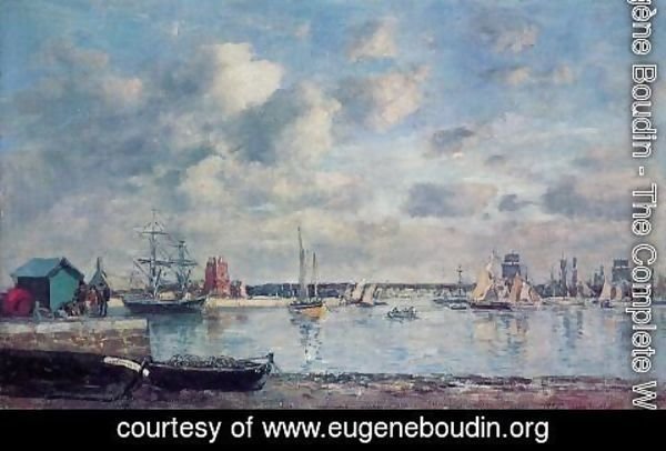 Eugène Boudin - Camaret, Boats in the Harbor