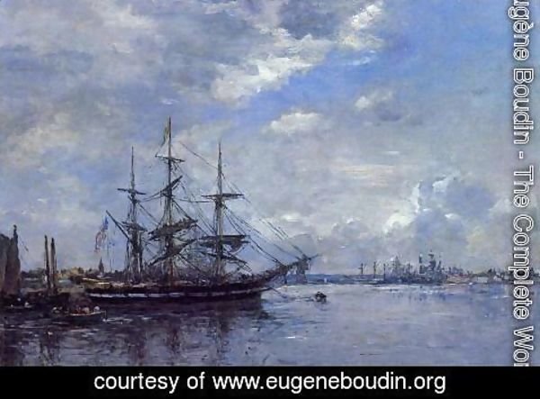 Eugène Boudin - Belgique - L'Escaut, Tournant
