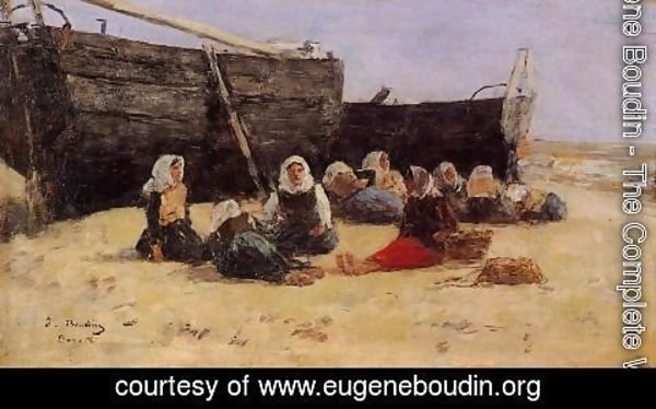 Eugène Boudin - Fishwomen Seated on the Beach at Berck