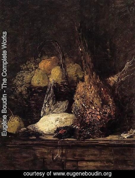 Eugène Boudin - Pheasant, Duck and Fruit