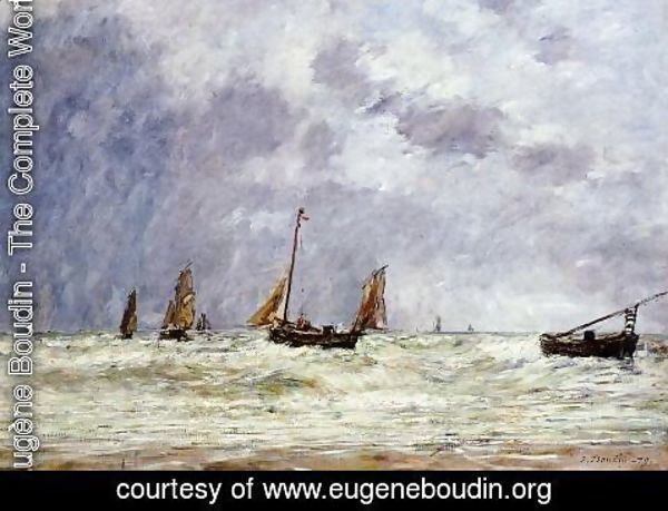 Eugène Boudin - Berck, the Departure of the Boats