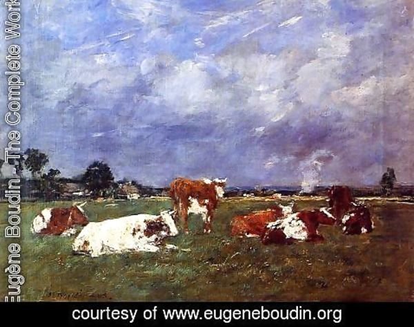 Eugène Boudin - Cows in the Pasture