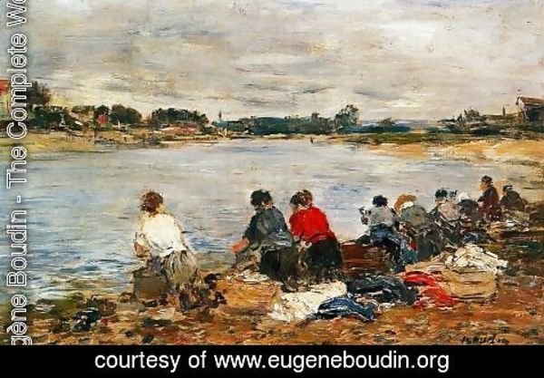 Eugène Boudin - Laundresses on the Banks of the Touques II