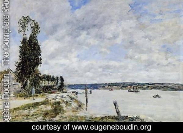 Eugène Boudin - Environs de Quillebeuf, Le Bac de la Mailleraye