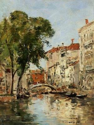 Eugène Boudin - A Small Canal in Venice