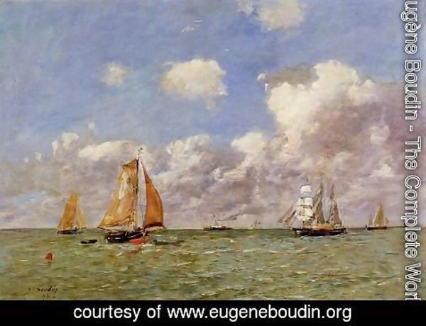 Eugène Boudin - Fishing Boats at Sea