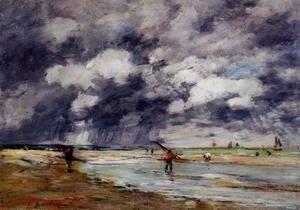 Eugène Boudin - Shore at Low Tide, Rainy Weather, near Trouville