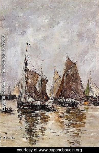 Eugène Boudin - Trouville, Sardine Boats Getting Underway