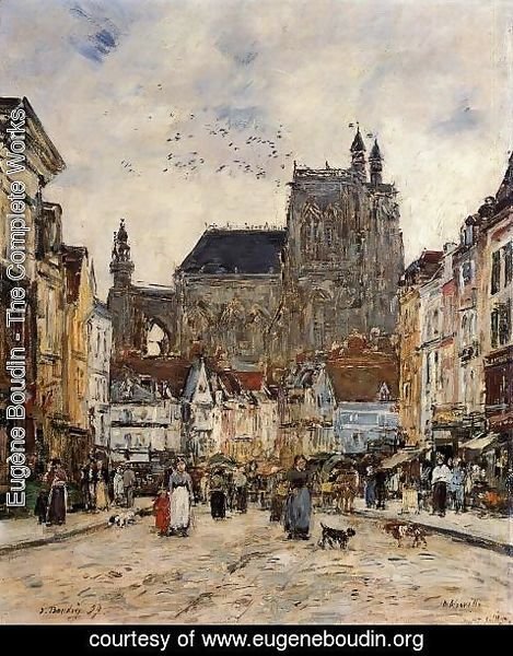 Eugène Boudin - Abbeville, Street and the Church of Saint-Vulfran