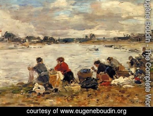 Eugène Boudin - Laundresses on the Banks of the Touques VII