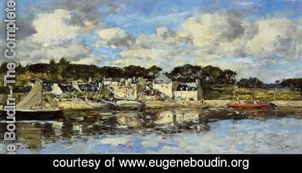Eugène Boudin - Le Faou: The Village and the Port on the River