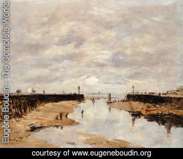 Eugène Boudin - The Jetties, Low Tide, Trouville