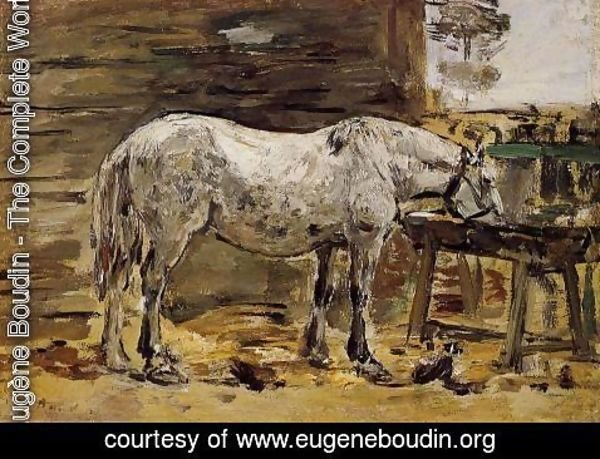 Eugène Boudin - White Horse at the Feeding Trough