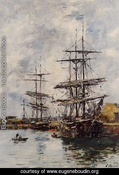 Eugène Boudin - Deauville, Ships at Dock