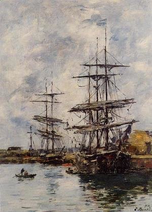 Eugène Boudin - Deauville, Ships at Dock