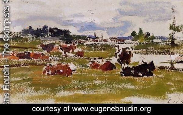 Eugène Boudin - Cows in Pasture I