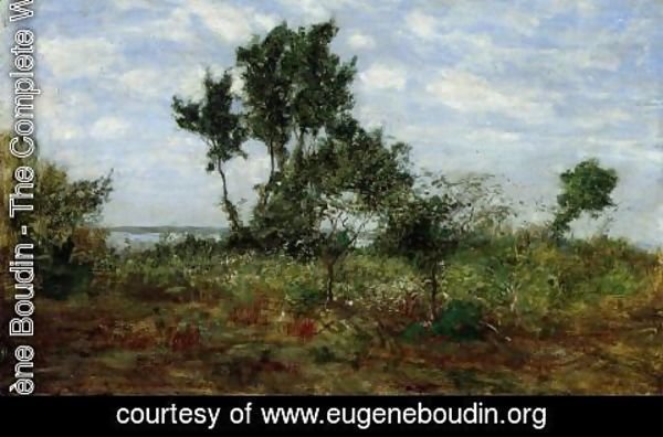 Eugène Boudin - Landscape, near Honflrue