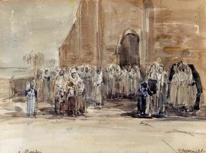 Eugène Boudin - Leaving Mass at Plougastel