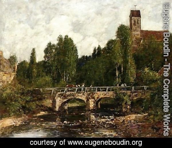 Eugène Boudin - Saint-Cenery, the Church and the Bridge