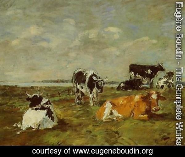 Eugène Boudin - Cows near the Sea