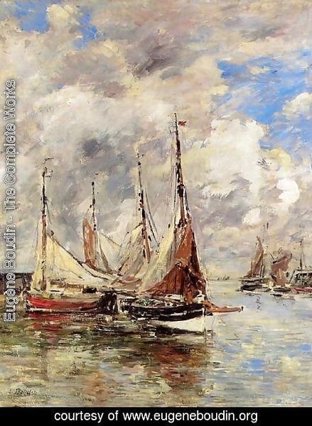 Eugène Boudin - Trouville, the Piers, High Tide