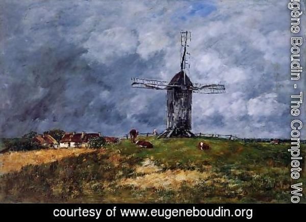 Eugène Boudin - Cayeux, Windmill in the Countryside, Morning