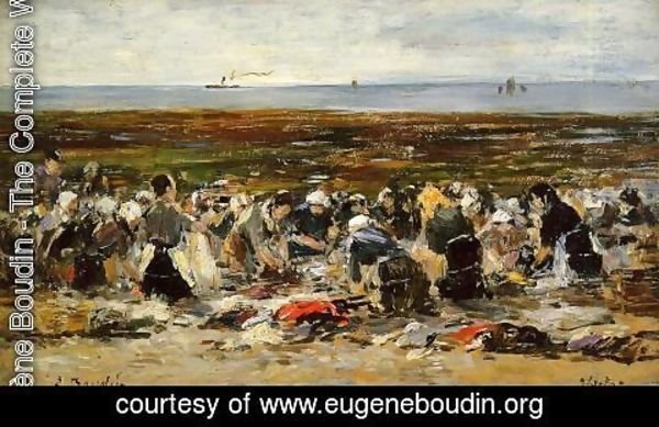 Eugène Boudin - Etretat, Laundresses on the Beach, Low Tide