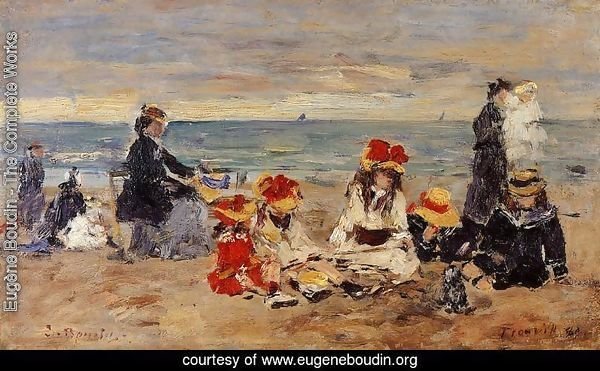 Woman and Children on the Beach at Trouville