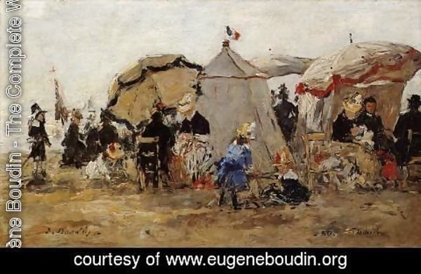 Eugène Boudin - Woman and Children on the Beach at Trouville I